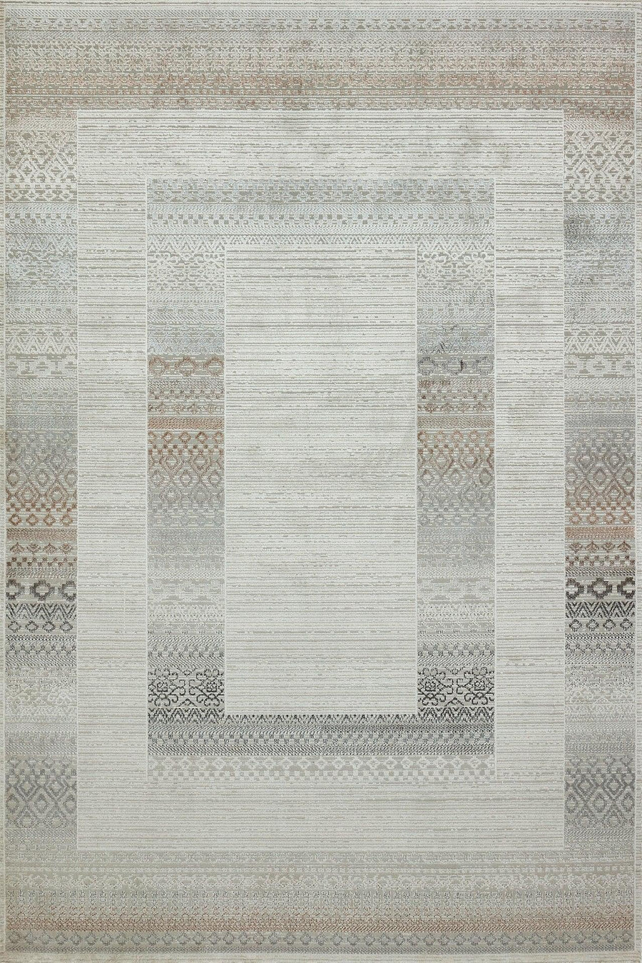 Modern Geometric Area Rug in Grey and Beige – in the hallway