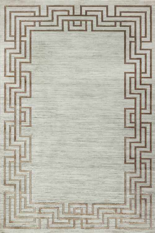 Kahverengi Çerçeveli Modern Etnik Desenli Halı  | Makinada Yıkanabilir | Hav Toz Vermez | Leke Tutmayan | Kaymaz Taban | Dijital Makine Baskı | Salon Yolluk Mutfak Halısı