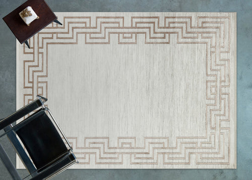 Kahverengi Çerçeveli Modern Etnik Desenli Halı  | Makinada Yıkanabilir | Hav Toz Vermez | Leke Tutmayan | Kaymaz Taban | Dijital Makine Baskı | Salon Yolluk Mutfak Halısı