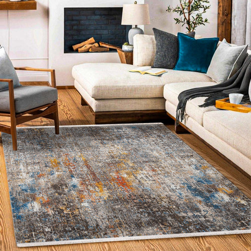 Collins Kahverengi Eskitme Degrade Polyester Makine Halısı