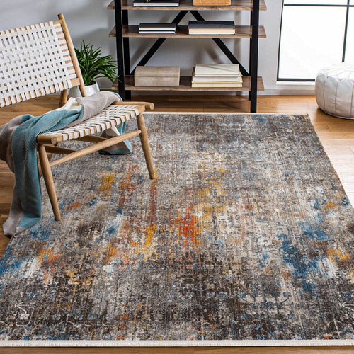 Collins Kahverengi Eskitme Degrade Polyester Makine Halısı