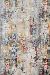 Cream Red Modern Kitchen Rug - Cotton Digital Print