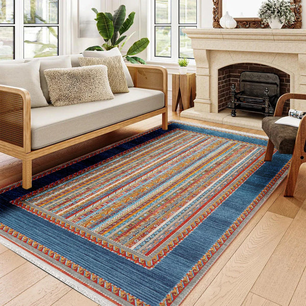 Bej Kırmızı Bohem Etnik Halı - Yıkanabilir - Kaymaz Taban - Pati Dostu