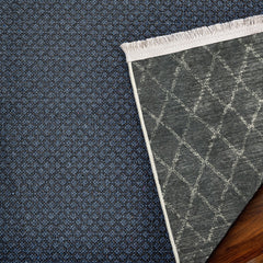 Antrasit Geometrik Modern Etnik Desenli Halı  | Makinada Yıkanabilir | Hav Toz Vermez | Leke Tutmayan | Kaymaz Taban | Dijital Makine Baskı | Salon Yolluk Mutfak Halısı