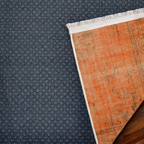 Turuncu Göbekli Modern Etnik Desenli Halı  | Makinada Yıkanabilir | Hav Toz Vermez | Leke Tutmayan | Kaymaz Taban | Dijital Makine Baskı | Salon Yolluk Mutfak Halısı