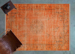 Turuncu Göbekli Modern Etnik Desenli Halı  | Makinada Yıkanabilir | Hav Toz Vermez | Leke Tutmayan | Kaymaz Taban | Dijital Makine Baskı | Salon Yolluk Mutfak Halısı