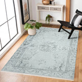 Light Gray-Blue Dark Gray Distressed Living Room Rug - Polyester