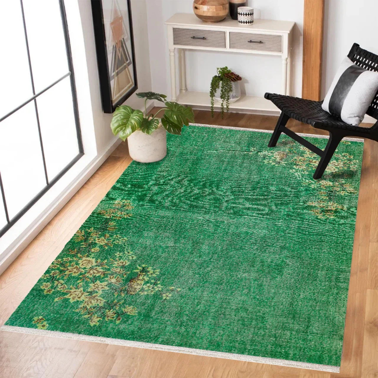 Gold Krem Eskitme Modern Halı - Yıkanabilir - Kaymaz Taban - Pati Dostu
