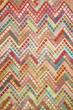 Renkli Geometrik Modern Etnik Desenli Halı  | Makinada Yıkanabilir | Hav Toz Vermez | Leke Tutmayan | Kaymaz Taban | Dijital Makine Baskı | Salon Yolluk Mutfak Halısı