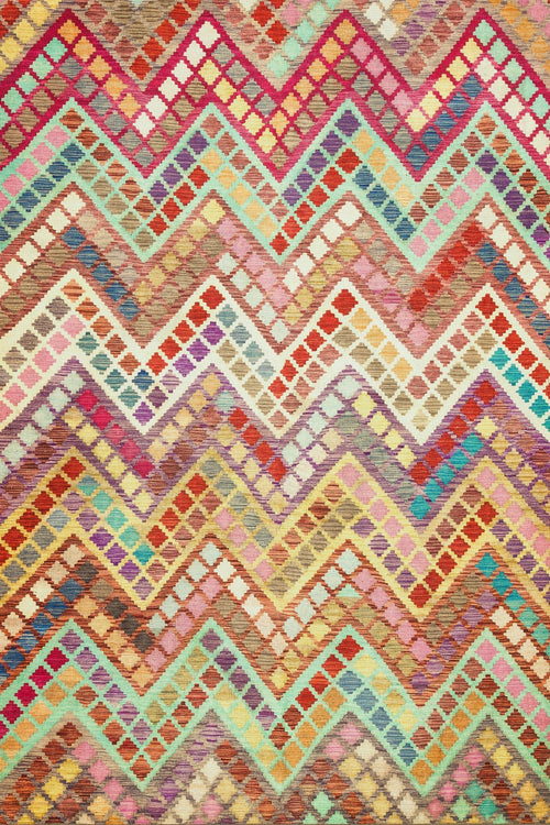 Renkli Geometrik Modern Etnik Desenli Halı  | Makinada Yıkanabilir | Hav Toz Vermez | Leke Tutmayan | Kaymaz Taban | Dijital Makine Baskı | Salon Yolluk Mutfak Halısı