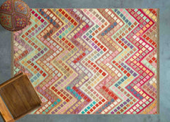Renkli Geometrik Modern Etnik Desenli Halı  | Makinada Yıkanabilir | Hav Toz Vermez | Leke Tutmayan | Kaymaz Taban | Dijital Makine Baskı | Salon Yolluk Mutfak Halısı