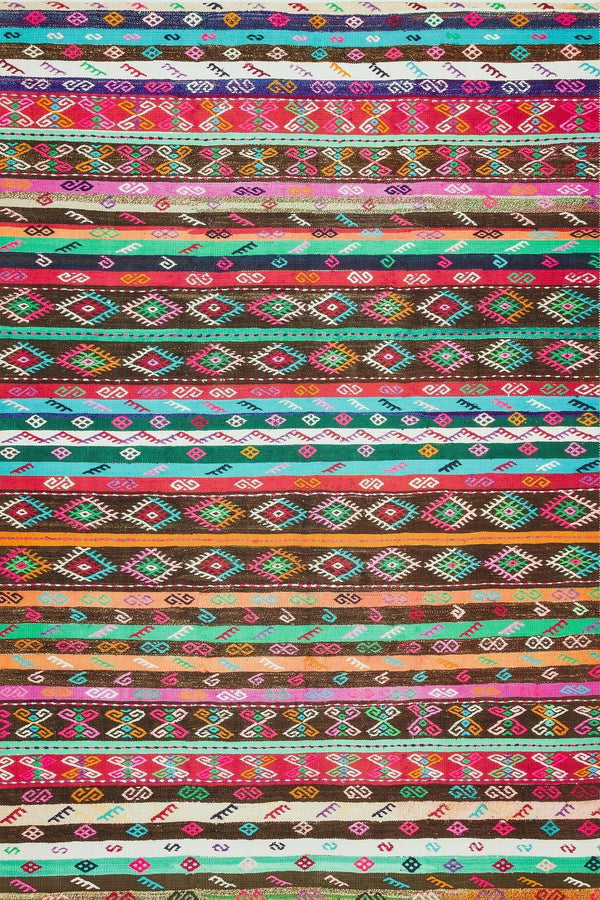 Renkli Etnik Modern Halı - Yıkanabilir - Kaymaz Taban - Pati Dostu