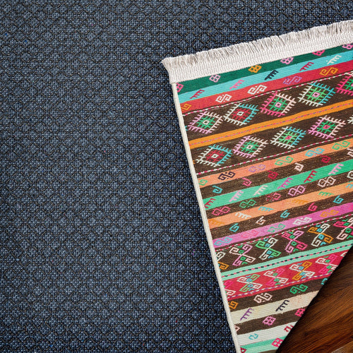 Renkli Etnik Modern Etnik Desenli Halı  | Makinada Yıkanabilir | Hav Toz Vermez | Leke Tutmayan | Kaymaz Taban | Dijital Makine Baskı | Salon Yolluk Mutfak Halısı