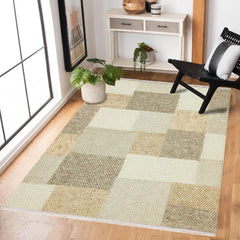 Krem Patchwork Modern Etnik Desenli Halı  | Makinada Yıkanabilir | Hav Toz Vermez | Leke Tutmayan | Kaymaz Taban | Dijital Makine Baskı | Salon Yolluk Mutfak Halısı