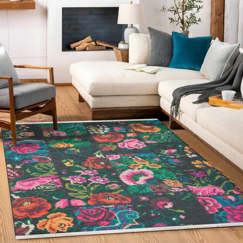 Bej Soyut Modern Etnik Desenli Halı  | Makinada Yıkanabilir | Hav Toz Vermez | Leke Tutmayan | Kaymaz Taban | Dijital Makine Baskı | Salon Yolluk Mutfak Halısı