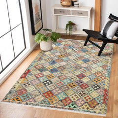 Bej Geometrik Modern Etnik Desenli Halı  | Makinada Yıkanabilir | Hav Toz Vermez | Leke Tutmayan | Kaymaz Taban | Dijital Makine Baskı | Salon Yolluk Mutfak Halısı