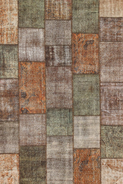 Kahve Patchwork Modern Etnik Desenli Halı  | Makinada Yıkanabilir | Hav Toz Vermez | Leke Tutmayan | Kaymaz Taban | Dijital Makine Baskı | Salon Yolluk Mutfak Halısı