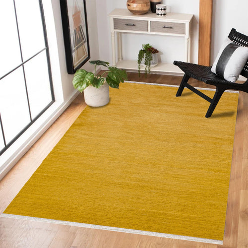 Sarı Düz Modern Etnik Desenli Halı  | Makinada Yıkanabilir | Hav Toz Vermez | Leke Tutmayan | Kaymaz Taban | Dijital Makine Baskı | Salon Yolluk Mutfak Halısı