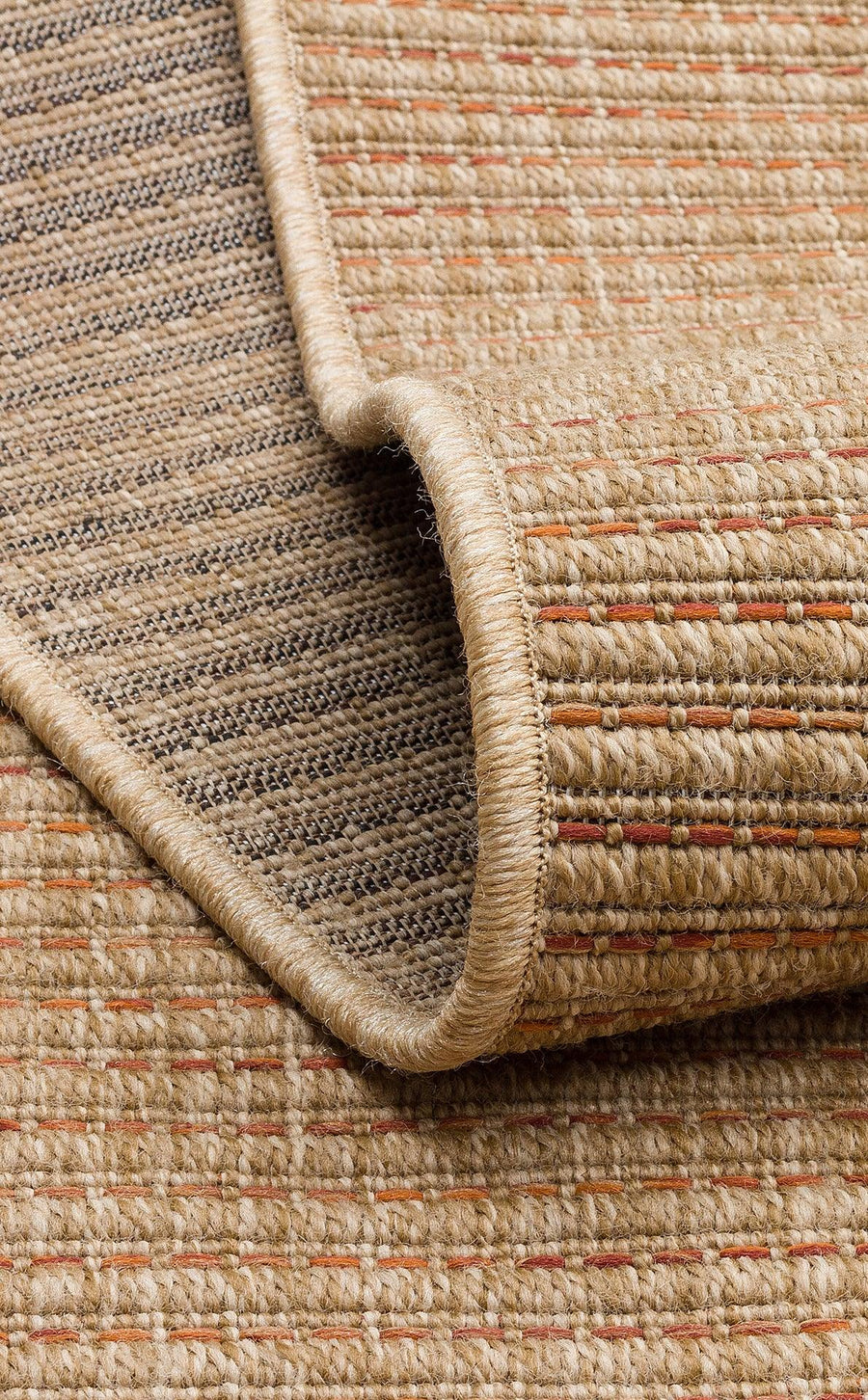 Modern Striped Kilim Area Rug in Beige & Orange – in the hallway