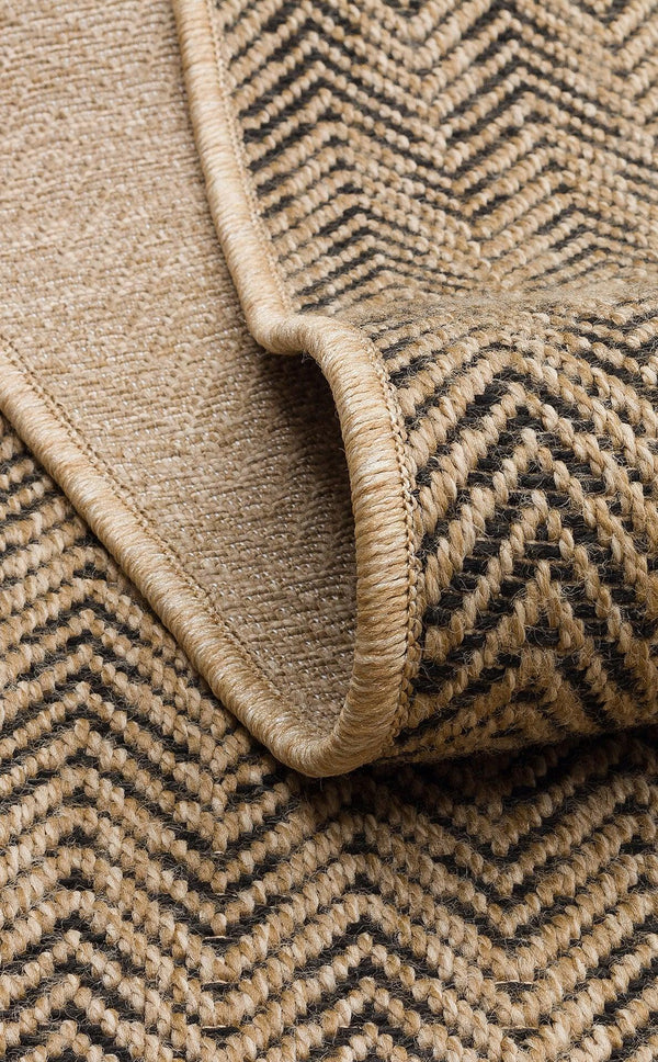 Antrasit Bej Balıksırtı Dekoratif Jüt Halı - Pati Dostu - Toz Vermez