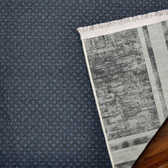 Antrasit Çerçeveli Modern Etnik Desenli Halı  | Makinada Yıkanabilir | Hav Toz Vermez | Leke Tutmayan | Kaymaz Taban | Dijital Makine Baskı | Salon Yolluk Mutfak Halısı