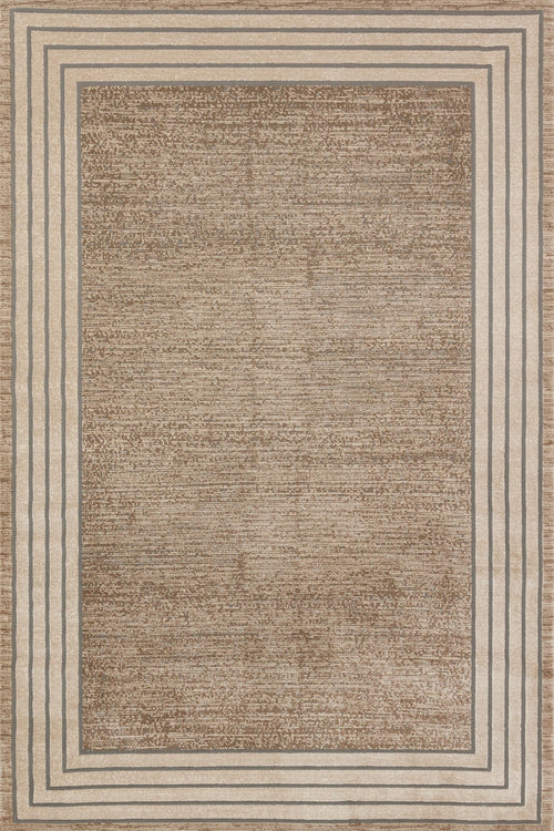 Krem Çerçeveli Modern Etnik Desenli Halı  | Makinada Yıkanabilir | Hav Toz Vermez | Leke Tutmayan | Kaymaz Taban | Dijital Makine Baskı | Salon Yolluk Mutfak Halısı