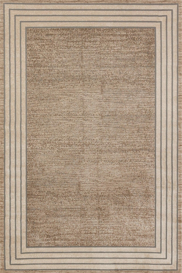 Krem Vizon Bordürlü Modern Halı - Yıkanabilir - Kaymaz Taban - Pati Dostu