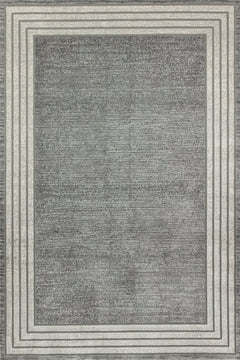 Gri Çerçeveli Modern Etnik Desenli Halı  | Makinada Yıkanabilir | Hav Toz Vermez | Leke Tutmayan | Kaymaz Taban | Dijital Makine Baskı | Salon Yolluk Mutfak Halısı