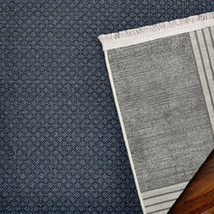 Gri Çerçeveli Modern Etnik Desenli Halı  | Makinada Yıkanabilir | Hav Toz Vermez | Leke Tutmayan | Kaymaz Taban | Dijital Makine Baskı | Salon Yolluk Mutfak Halısı