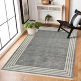 Gray Light Gray Modern Geometric Striped Living Room Rug