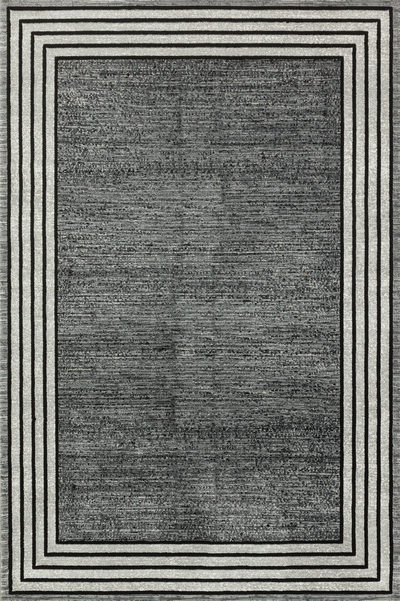 Antrasit Gri Bordürlü Modern Halı - Yıkanabilir - Kaymaz Taban - Pati Dostu