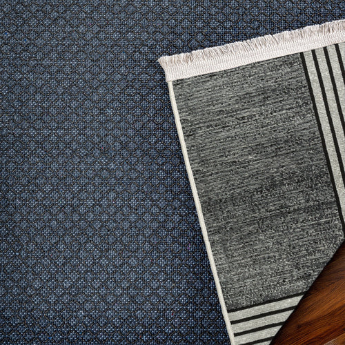 Siyah Çerçeveli Modern Etnik Desenli Halı  | Makinada Yıkanabilir | Hav Toz Vermez | Leke Tutmayan | Kaymaz Taban | Dijital Makine Baskı | Salon Yolluk Mutfak Halısı