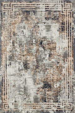 Mavi Çerçeveli Modern Etnik Desenli Halı  | Makinada Yıkanabilir | Hav Toz Vermez | Leke Tutmayan | Kaymaz Taban | Dijital Makine Baskı | Salon Yolluk Mutfak Halısı