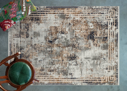 Mavi Çerçeveli Modern Etnik Desenli Halı  | Makinada Yıkanabilir | Hav Toz Vermez | Leke Tutmayan | Kaymaz Taban | Dijital Makine Baskı | Salon Yolluk Mutfak Halısı