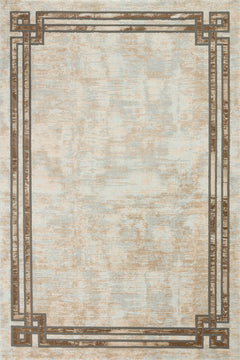 Krem Çerçeveli Modern Etnik Desenli Halı  | Makinada Yıkanabilir | Hav Toz Vermez | Leke Tutmayan | Kaymaz Taban | Dijital Makine Baskı | Salon Yolluk Mutfak Halısı