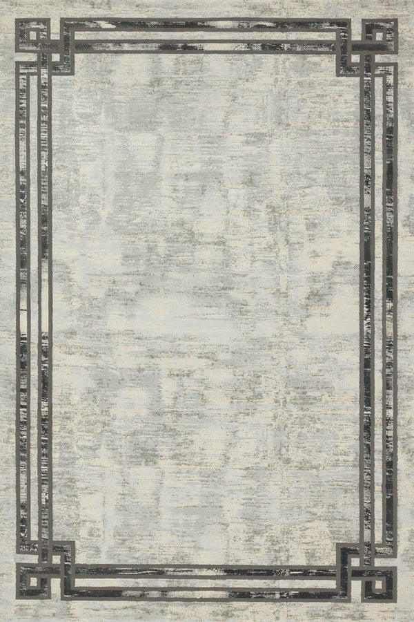 Antrasit Gri Bordürlü Modern Halı - Yıkanabilir - Kaymaz Taban - Pati Dostu