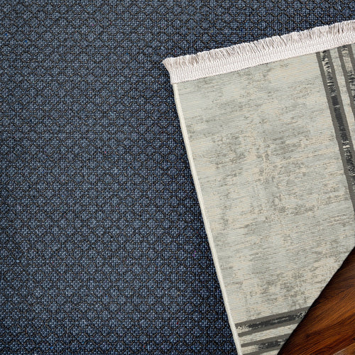 Gri Çerçeveli Modern Etnik Desenli Halı  | Makinada Yıkanabilir | Hav Toz Vermez | Leke Tutmayan | Kaymaz Taban | Dijital Makine Baskı | Salon Yolluk Mutfak Halısı