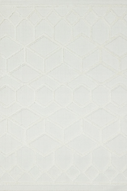 Beyaz Geometrik Modern Etnik Desenli Halı  | Makinada Yıkanabilir | Hav Toz Vermez | Leke Tutmayan | Kaymaz Taban | Dijital Makine Baskı | Salon Yolluk Mutfak Halısı