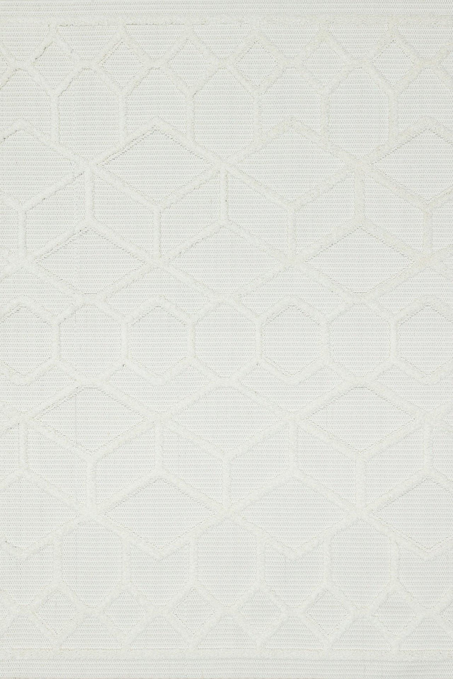 White and Cream Geometric Area Rug, Minimalist Style – in the living room