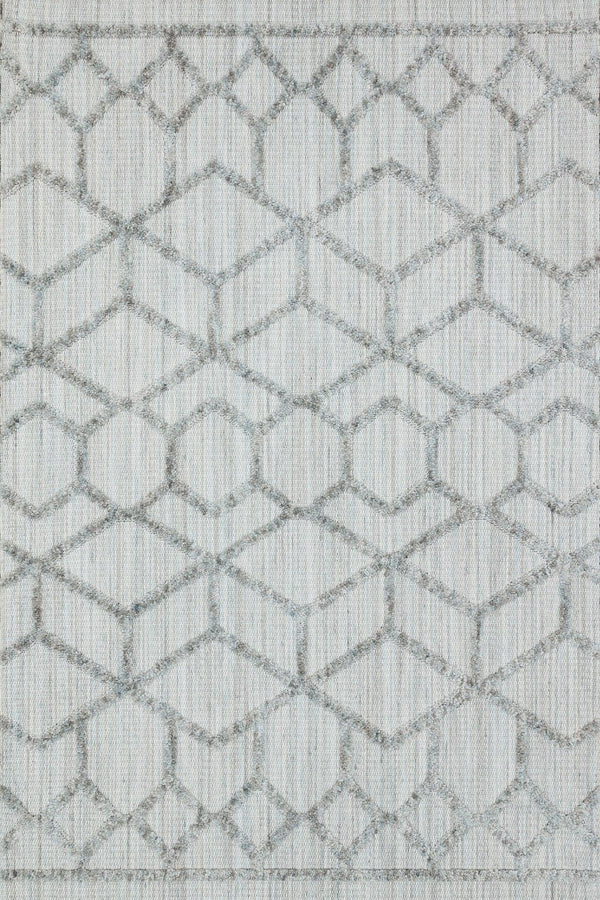 Beyaz Gri Geometrik Modern Halı - Yıkanabilir - Kaymaz Taban - Pati Dostu