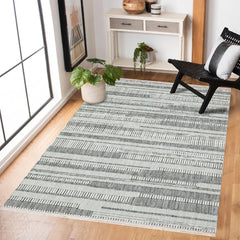 Gri Geometrik Modern Etnik Desenli Halı  | Makinada Yıkanabilir | Hav Toz Vermez | Leke Tutmayan | Kaymaz Taban | Dijital Makine Baskı | Salon Yolluk Mutfak Halısı