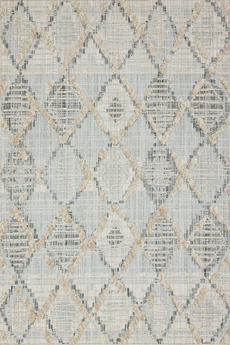 Modern Geometric Grey and Beige Area Rug – in the living room