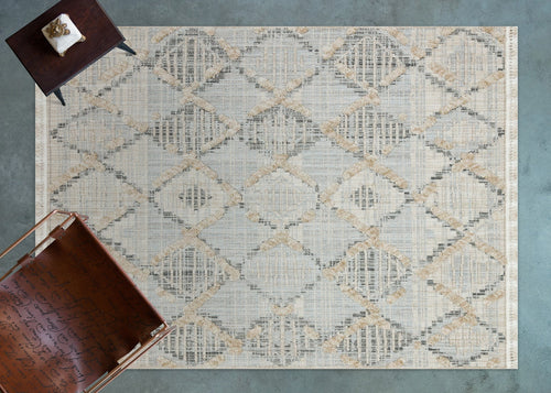 Bej Geometrik Modern Etnik Desenli Halı  | Makinada Yıkanabilir | Hav Toz Vermez | Leke Tutmayan | Kaymaz Taban | Dijital Makine Baskı | Salon Yolluk Mutfak Halısı