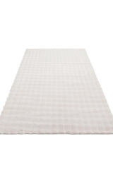 Beyaz Modern Salon Halısı Kareli - Polyester