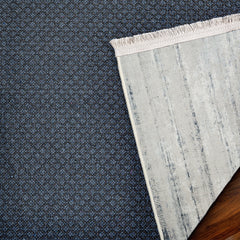 Mavi Soyut Modern Etnik Desenli Halı  | Makinada Yıkanabilir | Hav Toz Vermez | Leke Tutmayan | Kaymaz Taban | Dijital Makine Baskı | Salon Yolluk Mutfak Halısı