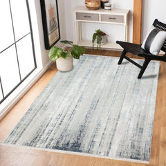 Mavi Soyut Modern Etnik Desenli Halı  | Makinada Yıkanabilir | Hav Toz Vermez | Leke Tutmayan | Kaymaz Taban | Dijital Makine Baskı | Salon Yolluk Mutfak Halısı