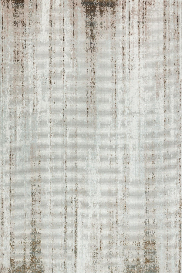 Gri Krem Eskitme Modern Halı - Yıkanabilir - Kaymaz Taban - Pati Dostu