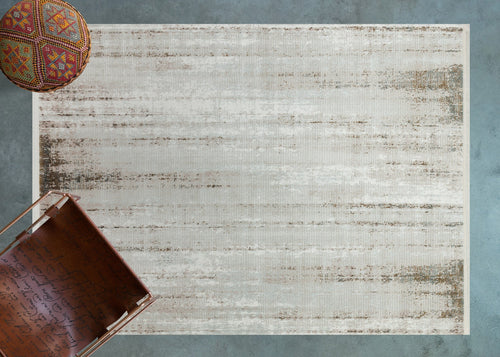 Krem Soyut Modern Etnik Desenli Halı  | Makinada Yıkanabilir | Hav Toz Vermez | Leke Tutmayan | Kaymaz Taban | Dijital Makine Baskı | Salon Yolluk Mutfak Halısı