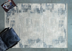 Mavi Soyut Modern Etnik Desenli Halı  | Makinada Yıkanabilir | Hav Toz Vermez | Leke Tutmayan | Kaymaz Taban | Dijital Makine Baskı | Salon Yolluk Mutfak Halısı