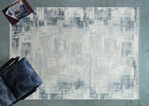 Mavi Soyut Modern Etnik Desenli Halı  | Makinada Yıkanabilir | Hav Toz Vermez | Leke Tutmayan | Kaymaz Taban | Dijital Makine Baskı | Salon Yolluk Mutfak Halısı